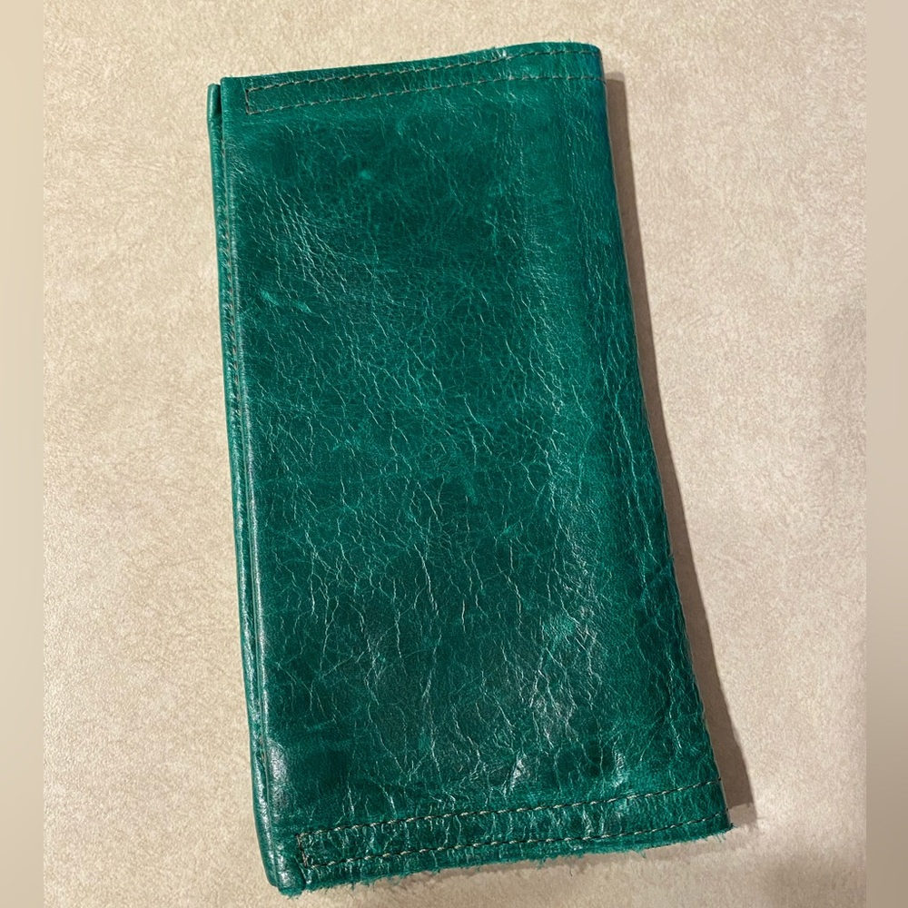 Rough and Tumble green leather wallet